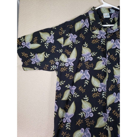 Op Sport Shirt Mens XL Multicolor Floral Wooden Button Up Collared Hawaiian - Picture 2 of 9